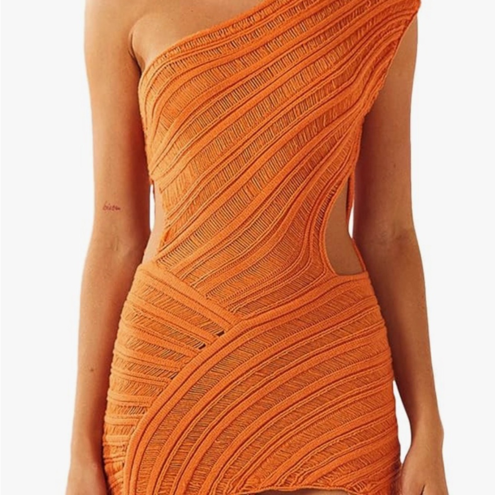 Orange One-Shoulder Dress